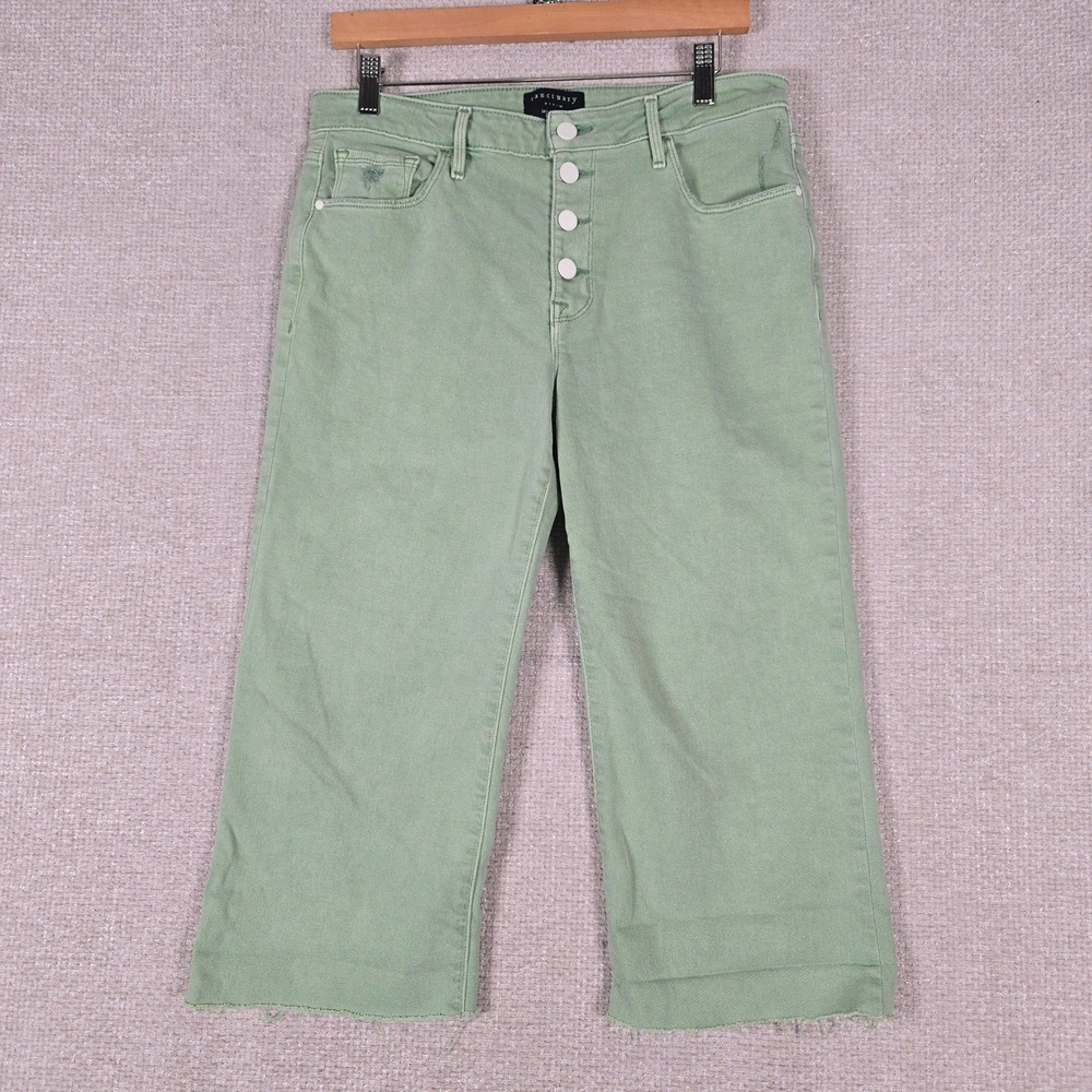 Sanctuary Non-Conformist Wide Leg Crop Jeans Sage Green Button Fly Size 31